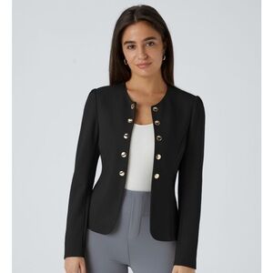 Halara round neck long sleeve decorative slim work jacket